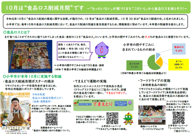 10月は食品ロス削減月間です。